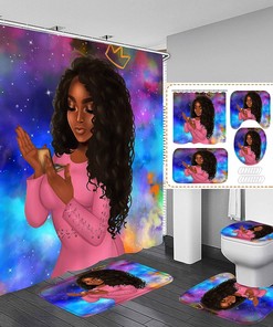 Vibrant Black Girl Shower Curtain for Modern Bathroom Decor