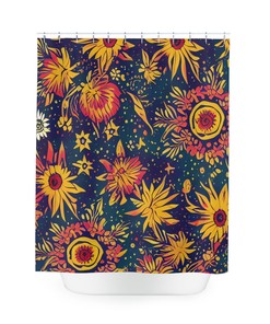 Vibrant Boho Floral Shower Curtain - Fun and Flirty Abstract Art for Your Bathroom