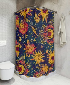 Vibrant Boho Floral Shower Curtain - Fun and Flirty Abstract Art for Your Bathroom 