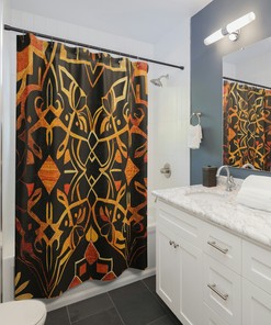Vibrant Moroccan Oasis Shower Curtain with Matisse-Inspired Design