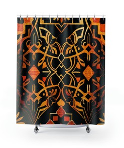 Vibrant Moroccan Oasis Shower Curtain with Matisse-Inspired Design