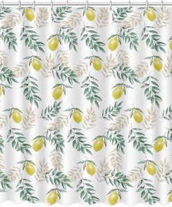 Vibrant Yellow Lemon Shower Curtain for Summer Bathroom Decor - Waterproof Fabric
