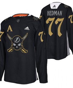 Victor Hedman Lightning 2022 Pirate-themed Warmup Black Gasparilla inspired Jersey 77 Jersey