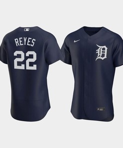 Victor Reyes 22 Detroit Tigers Team Logo Navy Alternate Jersey