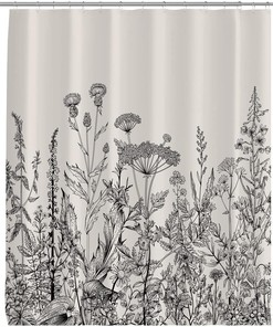 Victorian Vintage Floral Shower Curtain - Abstract Design with Colorful Flowers and Nature Theme for Bathroom 