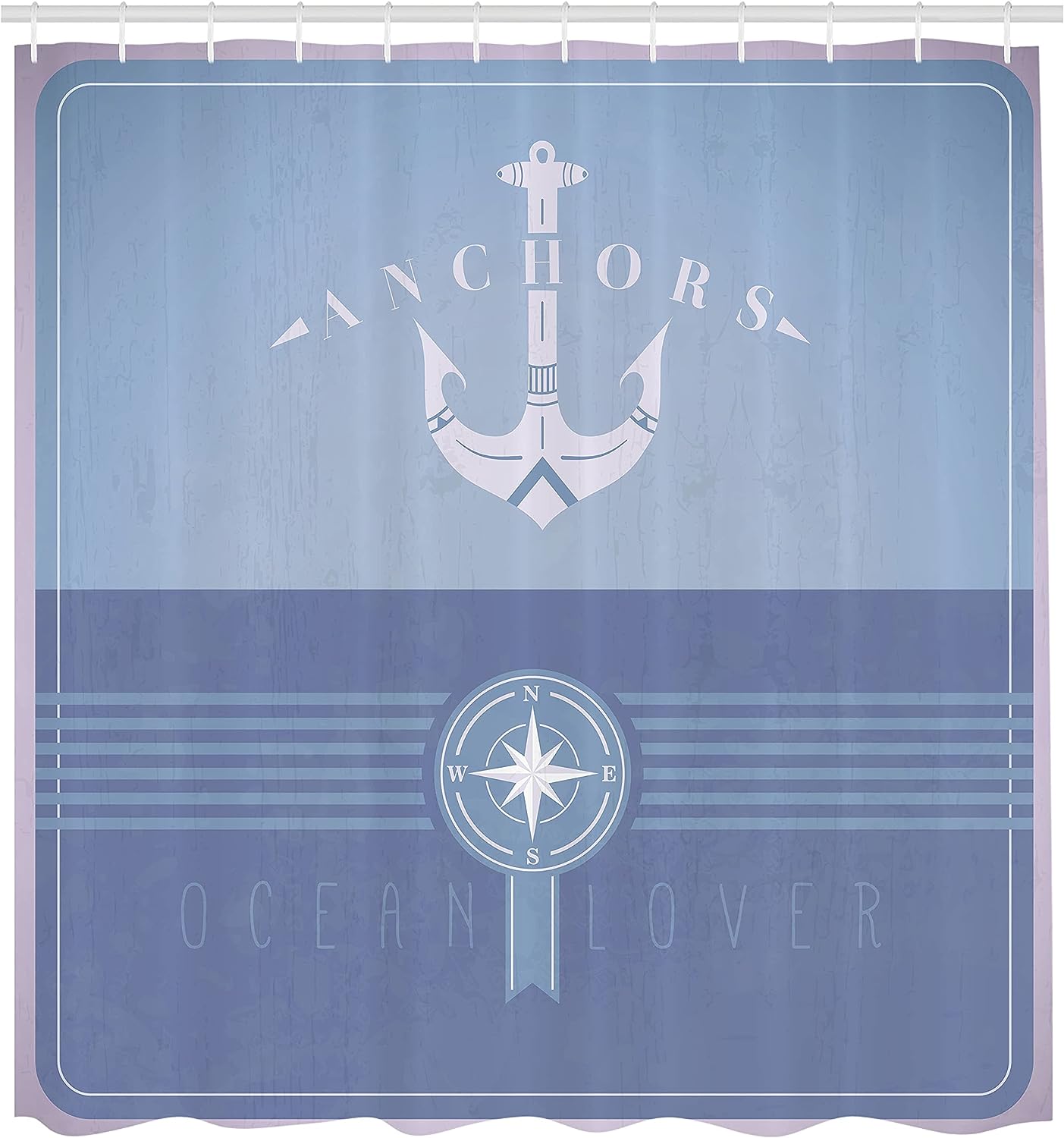 Vintage Anchor Compass Nautical Shower Curtain Dark Ceiling Bathroom Decor