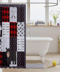 Vintage Arrow Bear and Fox Waterproof Heavy Fabric Shower Curtain Perfect for Rustic Bathroom Decor