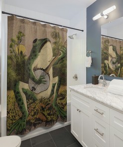 Vintage Art Frog and Toad Shower Curtain for Kawaii Bathroom Decor