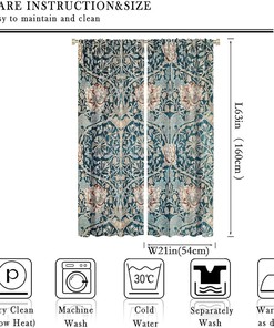 Vintage Boho Floral Blackout Curtain, William Morris Original Design