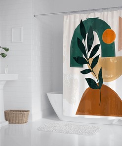 Vintage Boho Shower Curtain with Minimalistic Design