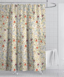 Vintage Botanical Shower Curtain with Beautiful Floral Print for Bathroom Accessories