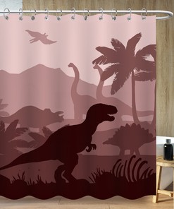 Vintage Dinosaur Age Rainforest Shower Curtain Bathroom Decor 