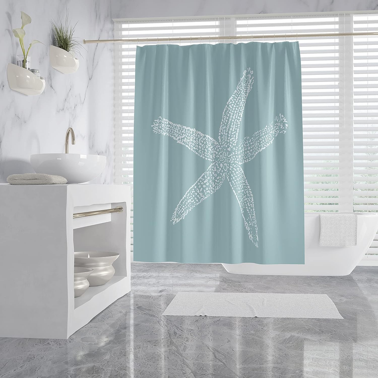 Vintage Floral Pattern Boho Shower Curtain - Abstract Design with Herbs and Wild Flowers Botanical Engraving Style for Bathroom