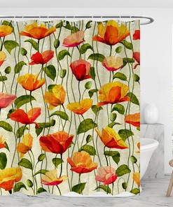 Vintage Flower Shower Curtain Waterproof Bathroom Decor