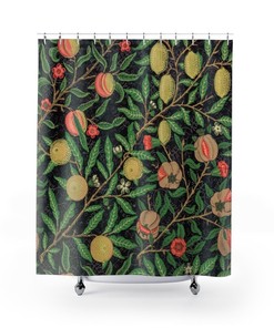 Vintage Fruit Shower Curtain - Black Bathroom Decor