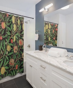 Vintage Fruit Shower Curtain - Black Bathroom Decor