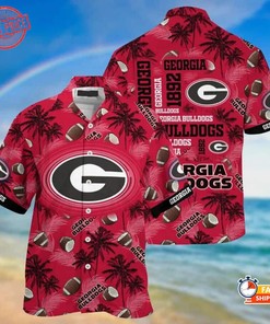 Vintage Georgia Bulldogs Uga Hawaiian Shirt Palm Trees