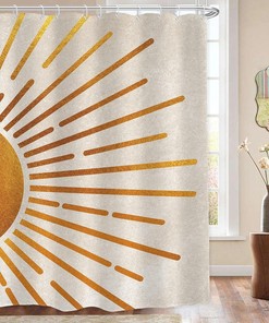 Vintage Mid-Century Sun Aesthetic Shower Curtain for a Modern Bathroom Decor