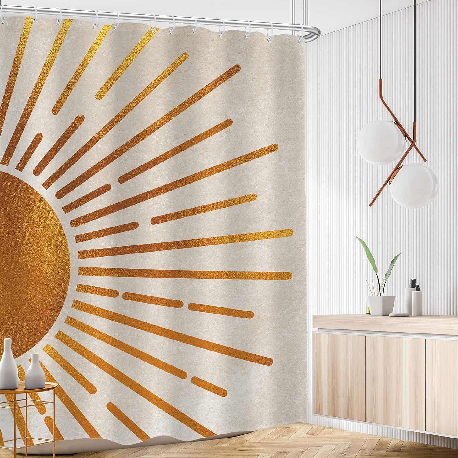 Vintage Mid-Century Sun Aesthetic Shower Curtain for a Modern Bathroom Decor