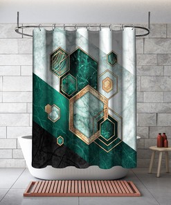 Vintage Starfish Illustration Shower Curtain - Abstract Design with Eco Friendly Fabric Material for Bathroom