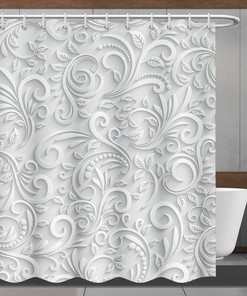 Vintage Tropical Flowers Shower Curtain with Botanical Art Design