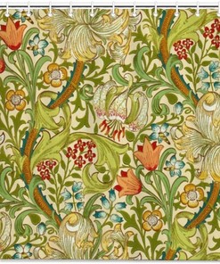 Vintage William Morris Golden Lily Pre-Raphaelite Shower Curtain for Bathroom Decor