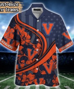 Virginia Cavaliers NCAA US Flag Flower Hawaii Shirt For Fans