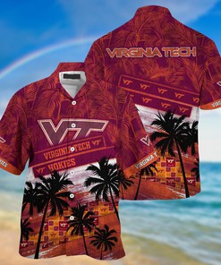 Virginia Tech Hokies NCAA Palm Tree Pattern Hawaii Shirt For Sports Fans