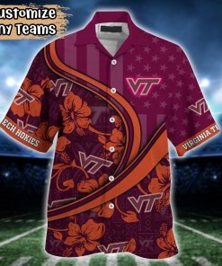 Virginia Tech Hokies NCAA US Flag Flower Hawaii Shirt For Fans