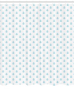 Vivid Icon Blue Anchor Shower Curtain - Nautical Pattern Print for Bathroom 