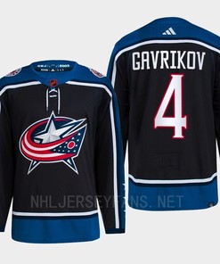 Vladislav Gavrikov 4 Reverse Retro 2.0 2022 Columbus Blue Jackets Navy Jersey Primegreen