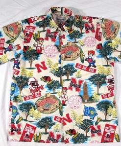 Vtg Reyn Spooner American Classics Nebraska Cornhuskers Hawaiian Shirt