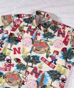 Vtg Reyn Spooner American Classics Nebraska Cornhuskers Hawaiian Shirt
