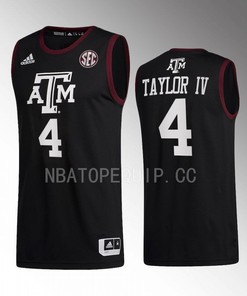 Wade Taylor IV 4 Texas AM Aggies Black Jersey 2022-23 College Basketball