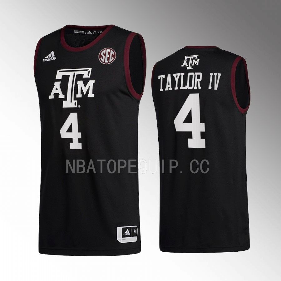 Wade Taylor IV 4 Texas AM Aggies Black Jersey 2022-23 College Basketball