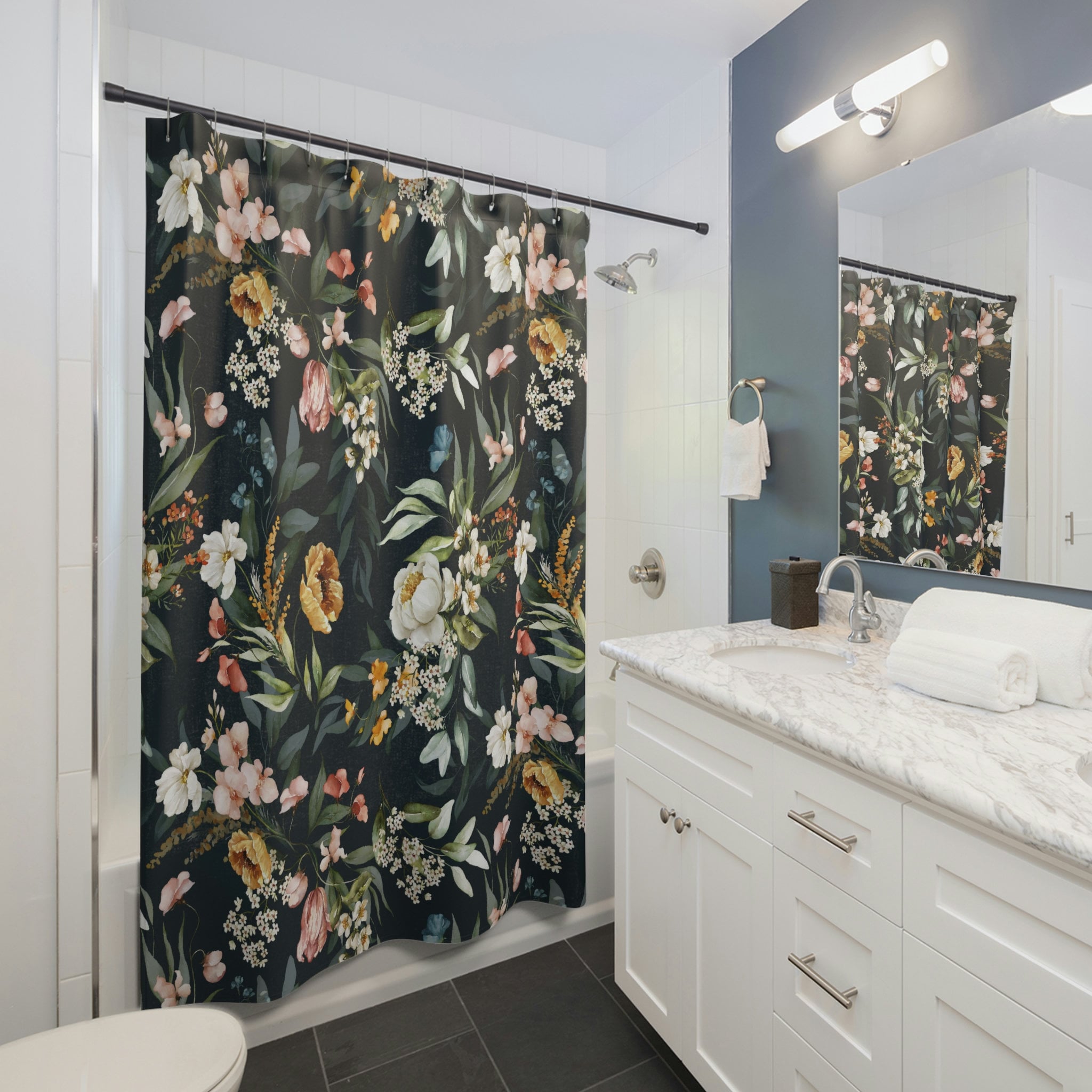 Wallflower Boho Floral Shower Curtain - Bathroom Decor with Homely Vibe