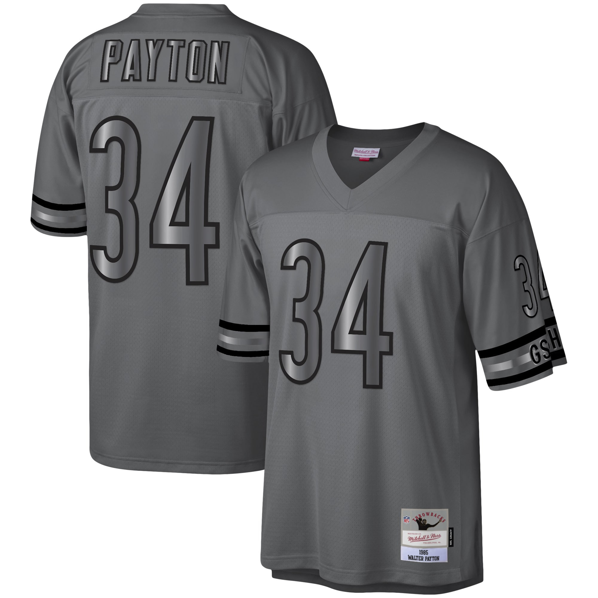 Walter Payton Chicago Bears Mitchell & Ness 1985 Retired Player Metal Legacy Jersey - Charcoal Nfl