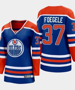 Warren Foegele Edmonton Oilers 37 2022-23 Home Women Premier Breakaway Player Jersey Royal