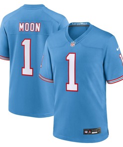 Warren Moon 1 Tennessee Titans Oilers Throwback Retired Men Game Jersey - Light Blue