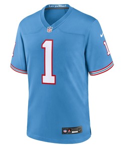 Warren Moon 1 Tennessee Titans Oilers Throwback Retired Men Game Jersey - Light Blue