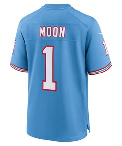 Warren Moon 1 Tennessee Titans Oilers Throwback Retired Men Game Jersey - Light Blue