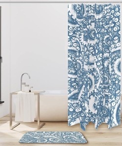Washable Shower Curtain - Blue Octopus Feet Pattern for Bathroom Decor