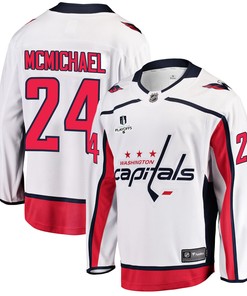 Washington Capitals Connor McMichael 24 Away 2022 Stanley Cup Playoffs Breakaway Men Jersey - White