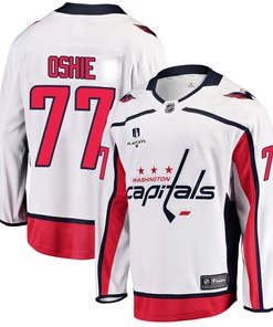 Washington Capitals T. J. Oshie 77 Away 2022 Stanley Cup Playoffs Breakaway Men Jersey - White