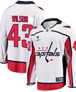 Washington Capitals Tom Wilson 43 Away 2022 Stanley Cup Playoffs Breakaway Men Jersey - White