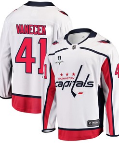 Washington Capitals Vitek Vanecek 41 Away 2022 Stanley Cup Playoffs Breakaway Men Jersey - White