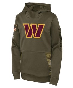 Washington Commanders Youth 2022 Salute To Service Performance Pullover Hoodie - Olive