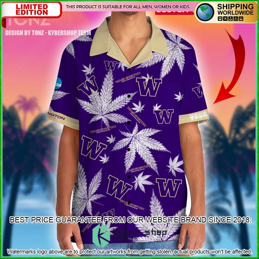 Washington Huskies Custom Name Hawaiian Shirt
