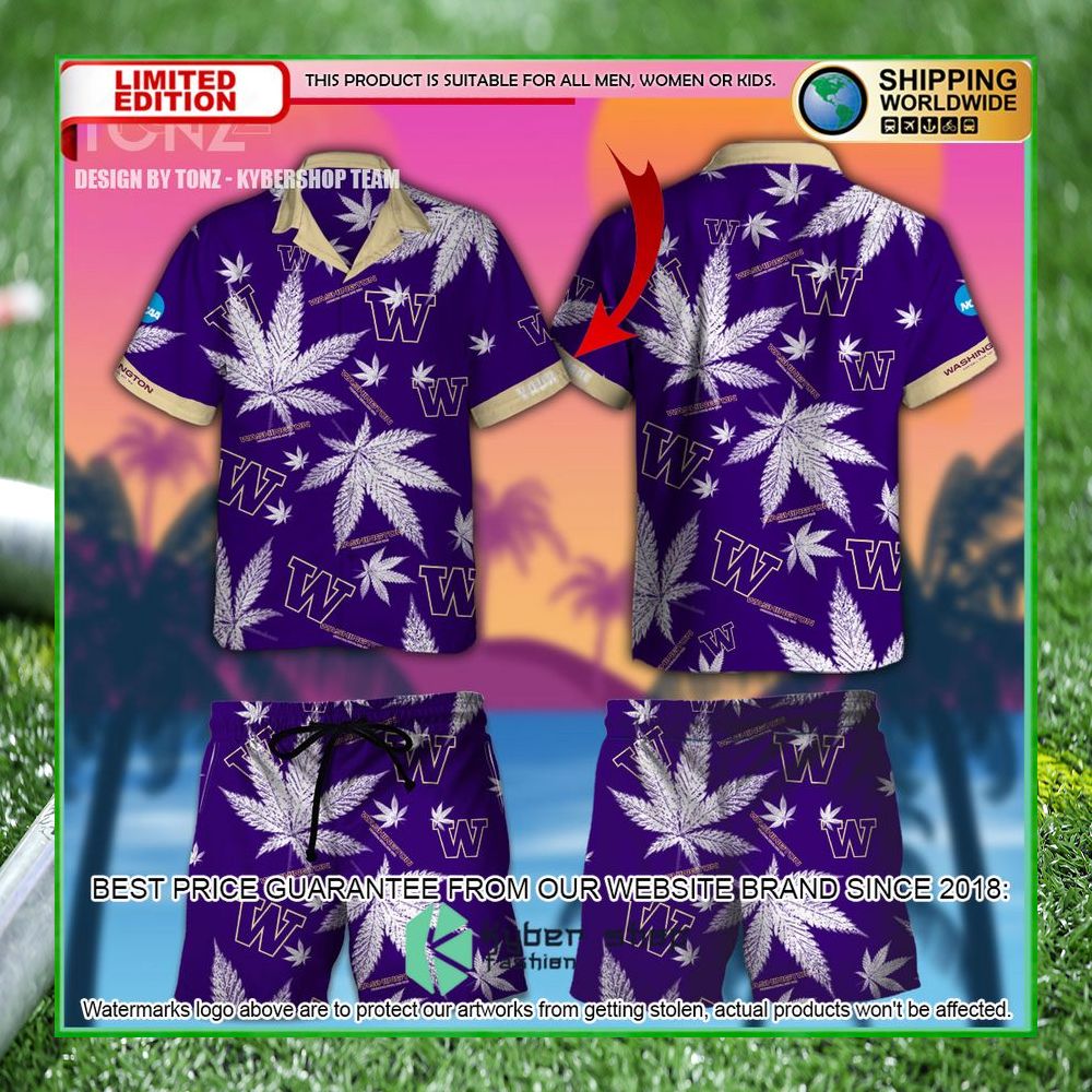 Washington Huskies Custom Name Hawaiian Shirt