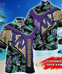 Washington Huskies Customized Summer Hawaiian Shirt, With Tropical Pattern for Fans